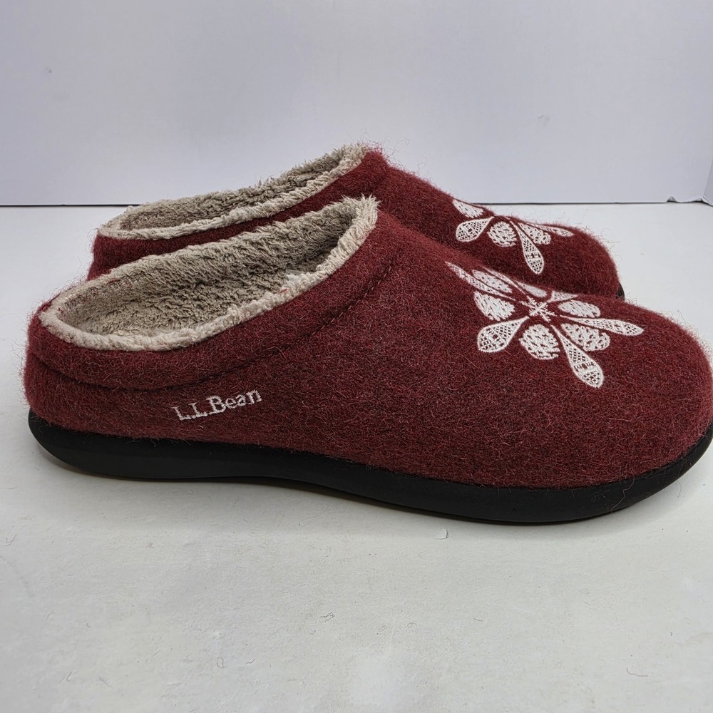 LL Bean Slippers Maroon Size 8M